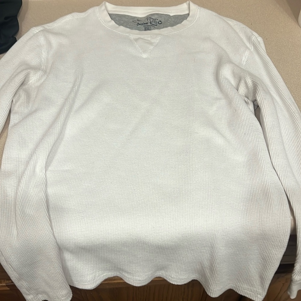 White thermal looking long sleeve shirt